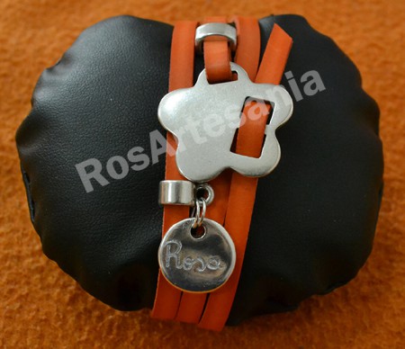 Pulsera cuero naranja